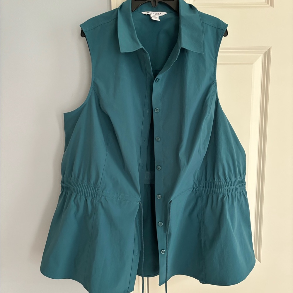 Athleta Teal Button Down Shirt with Notched Collar
